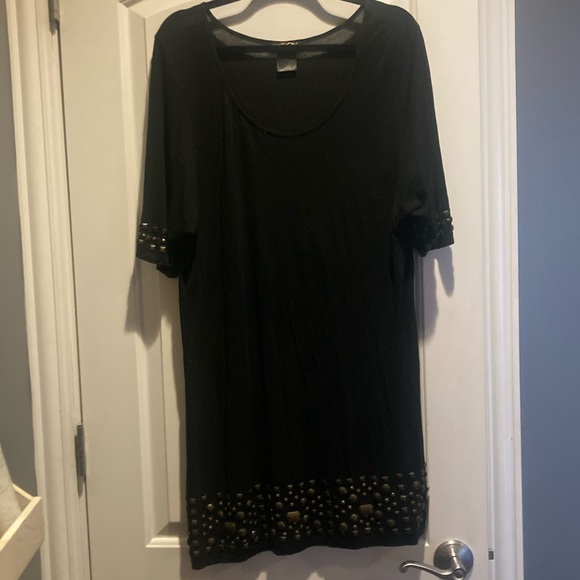 LaROK Black Mini Shift-Dress w/ Gold Embellishment - Picture 6 of 8